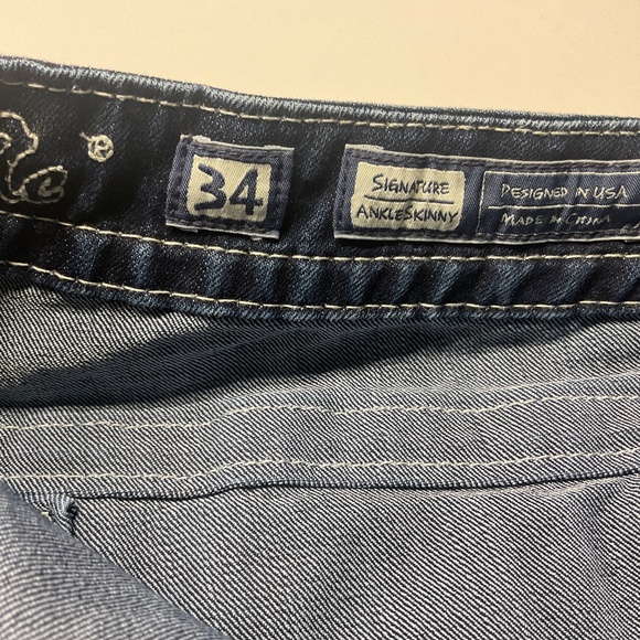 MISS ME SIGNATURE ANKLE SKINNY JEANS SZ 34 DESIGNED IN USA CRYSTALS AND SILVER - Picture 4 of 6